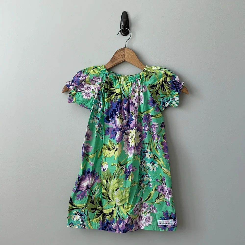 Polka Dot Tot Elastic Neck Floral dress Puff Sleeve 3T - Picture 1 of 8